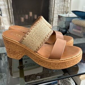 Italian Shoemakers Brown and Tan Wedge Sandals